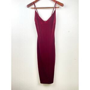 Womens Dress Sz S Red Velvet Stretchy Holiday Whimsigoth Christmas Vamp Party